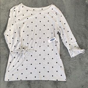 NWT Old navy polkadot 3/4 sleeve knot detail top S